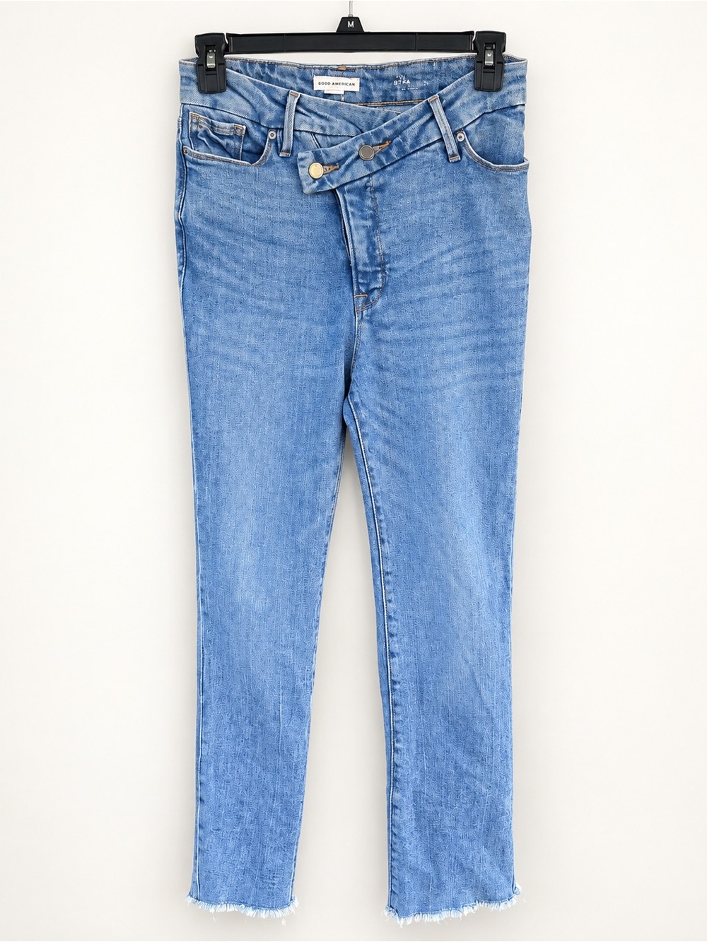 Good American Light Blue Wrap-Front Skinny Jeans